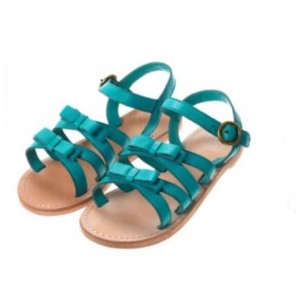 Janie and Jack Poolside Palms Leather Bow Sandals
